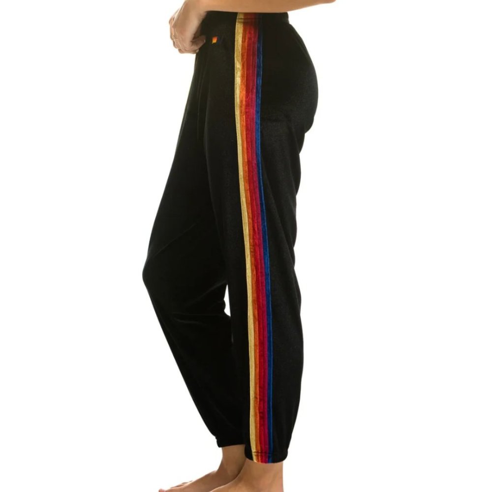 Aviator nation CLASSIC VELVET SWEATPANTS - BLACK red blue and yellow
